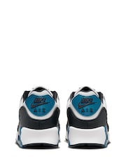 Nike White/Blue Air Max 90 Trainers - Image 6 of 10
