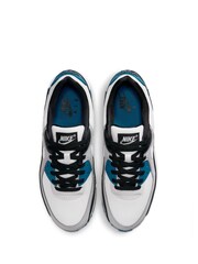 Nike White/Blue Air Max 90 Trainers - Image 7 of 10