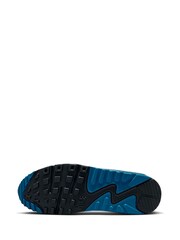 Nike White/Blue Air Max 90 Trainers - Image 8 of 10