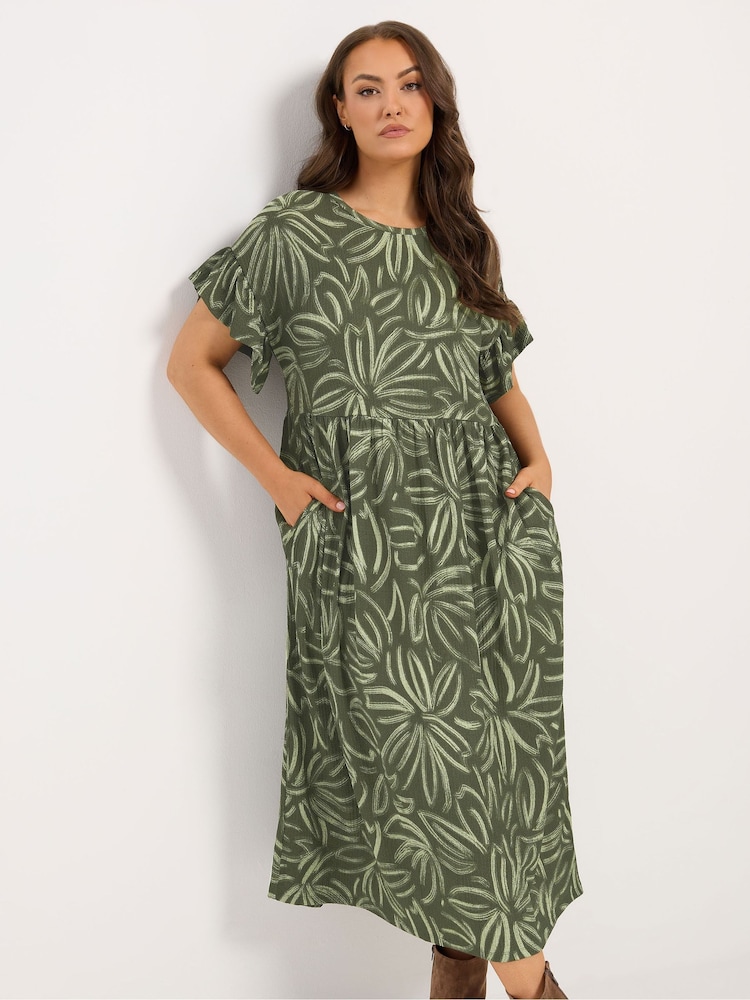 Zielony - Yours Curve Frill Sleeve Maxi Dress - Obraz 1 z 6