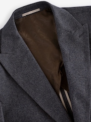 Navy Blue Wool Blend Herringbone Suit Jacket - Image 8 of 11
