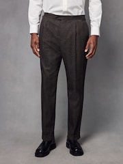 Brown Wool Blend Herringbone Suit Trousers - Image 1 of 10