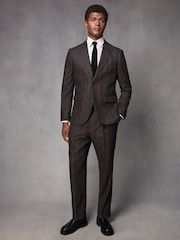 Brown Wool Blend Herringbone Suit Trousers - Image 2 of 10