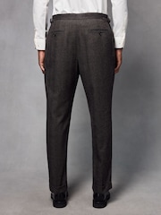 Brown Wool Blend Herringbone Suit Trousers - Image 3 of 10