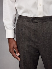 Brown Wool Blend Herringbone Suit Trousers - Image 4 of 10
