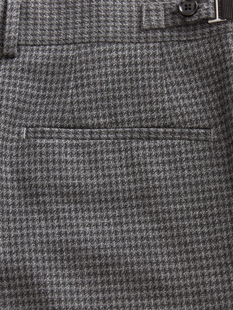 Grey Puppytooth Textured Suit Trousers - Image 8 of 8
