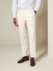 Ecru Slim Fit Textured Suit Trousers - Image 1 of 8