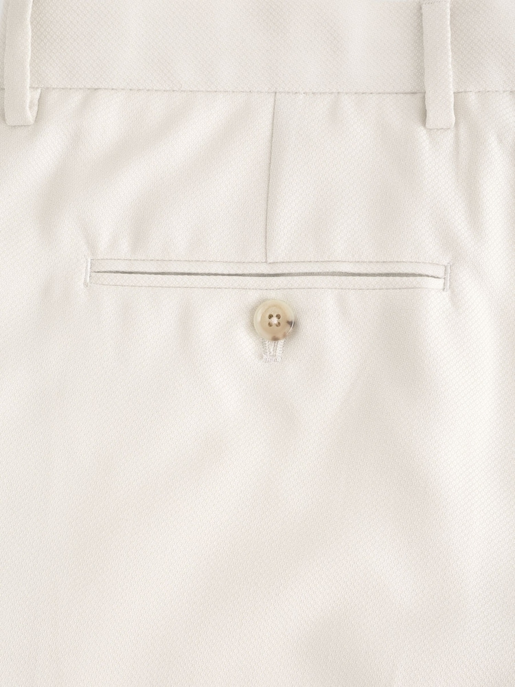 Ecru Slim Fit Textured Suit Trousers - Image 8 of 8