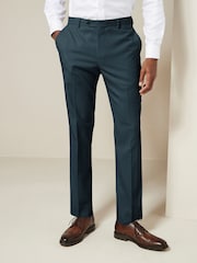 Teal Blue Slim Fit Textured Suit Trousers - Image 1 of 8