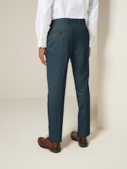 Teal Blue Slim Fit Textured Suit Trousers - Image 3 of 8