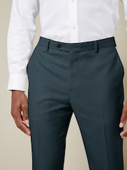Teal Blue Slim Fit Textured Suit Trousers - Image 5 of 8