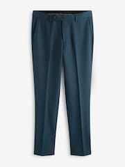 Teal Blue Slim Fit Textured Suit Trousers - Image 6 of 8