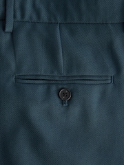 Teal Blue Slim Fit Textured Suit Trousers - Image 7 of 8