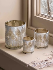 Gallery Home Set of 3 Silver Kira Deco Luxe Etched Tree Candle Holders - Image 1 of 5