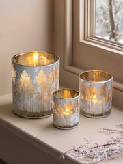Gallery Home Set of 3 Silver Kira Deco Luxe Etched Tree Candle Holders - Image 2 of 5