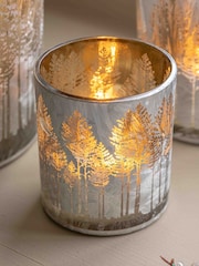 Gallery Home Set of 3 Silver Kira Deco Luxe Etched Tree Candle Holders - Image 3 of 5