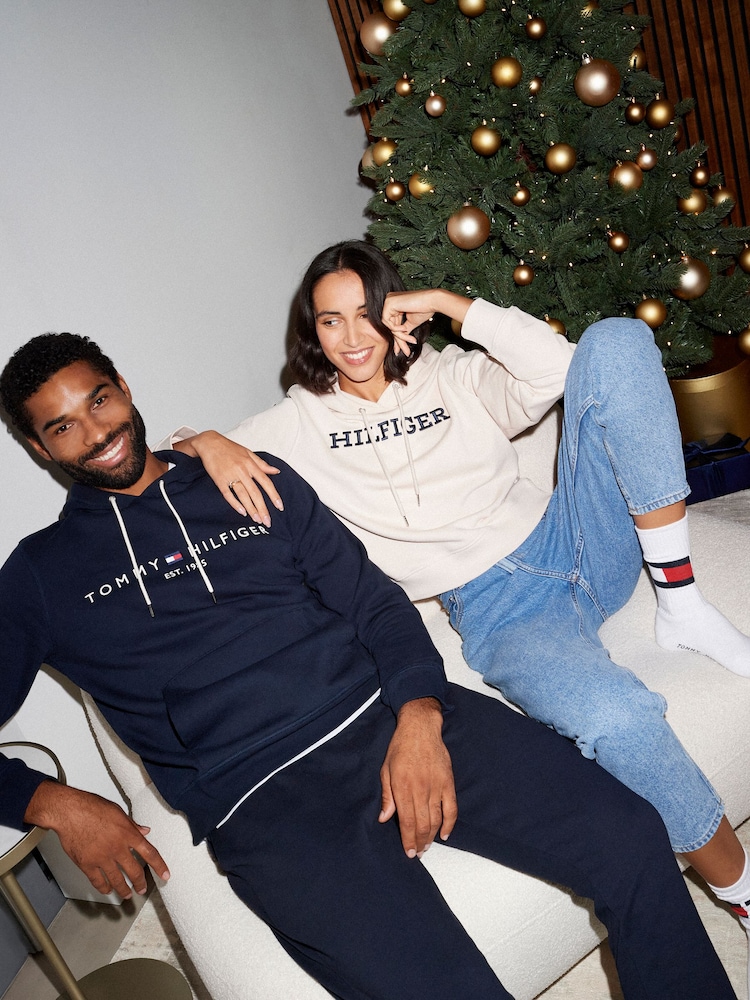 Tommy Hilfiger Blue Core Logo Hoodie - Image 6 of 6