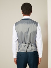 Teal Blue Textured Suit Waistcoat - Image 3 of 4