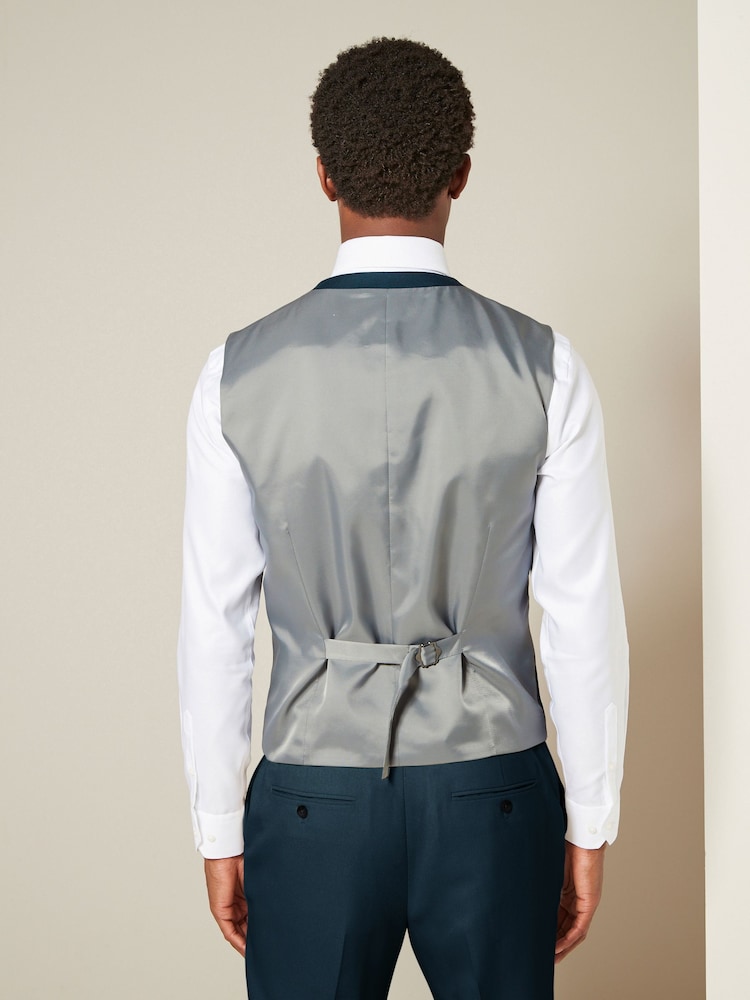 Bleu de sarcelle - Gilet de costume texturé - Image 3 of 9