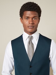 Teal Blue Textured Suit Waistcoat - Image 4 of 4