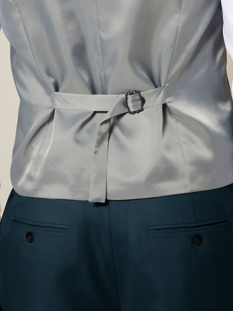 Bleu de sarcelle - Gilet de costume texturé - Image 5 of 9