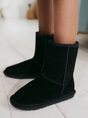 Black Tall Warm Lined Water Repellent Suede Pull-On Boots - Image 1 of 6