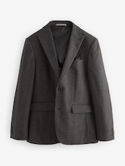 Brown Wool Blend Herringbone Suit Jacket - Image 6 of 10