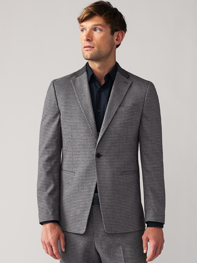 Grau - Einreihige Anzugjacke mit Puppytooth-Struktur - Bild 1 von 12 Grau - Einreihige Anzugjacke mit Puppytooth-Struktur - Bild 1 von 12