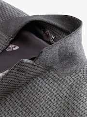 Grey Puppytooth Textured Single Breasted Suit Jacket - Image 10 of 12