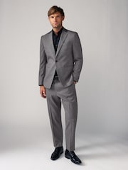 Grey Puppytooth Textured Single Breasted Suit Jacket - Image 2 of 12