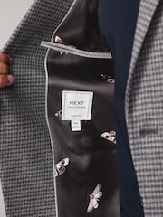 Grey Puppytooth Textured Single Breasted Suit Jacket - Image 7 of 12