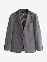 Grey Puppytooth Textured Single Breasted Suit Jacket - Image 8 of 12