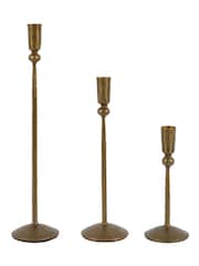 Gallery Home Set of 3 Gold Rory Metal Candle Stick Holders - Image 4 of 4