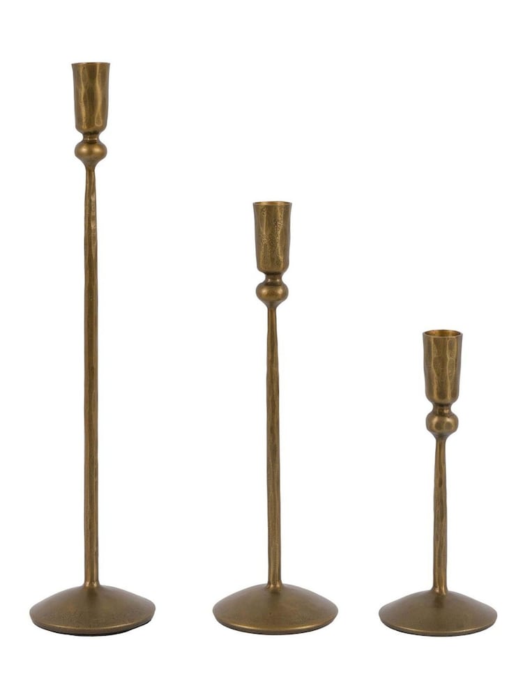 Gallery Home Set of 3 Gold Rory Metal Candle Stick Holders - Image 4 of 4