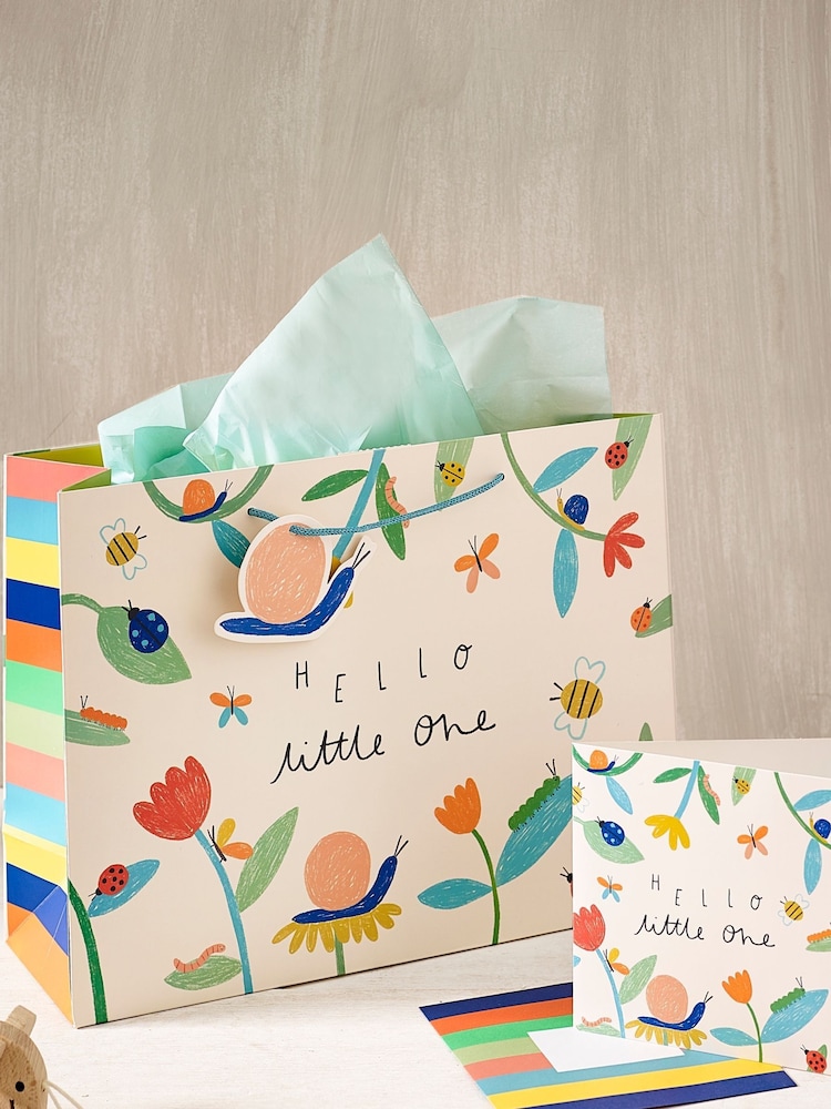 Bright Floral Baby Gift Bag and Card Set - Image 1 of 3