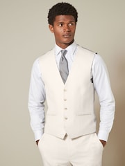 Ecru Textured Suit Waistcoat - Image 1 of 8
