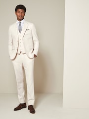 Ecru Textured Suit Waistcoat - Image 2 of 8
