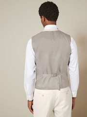 Ecru Textured Suit Waistcoat - Image 3 of 8