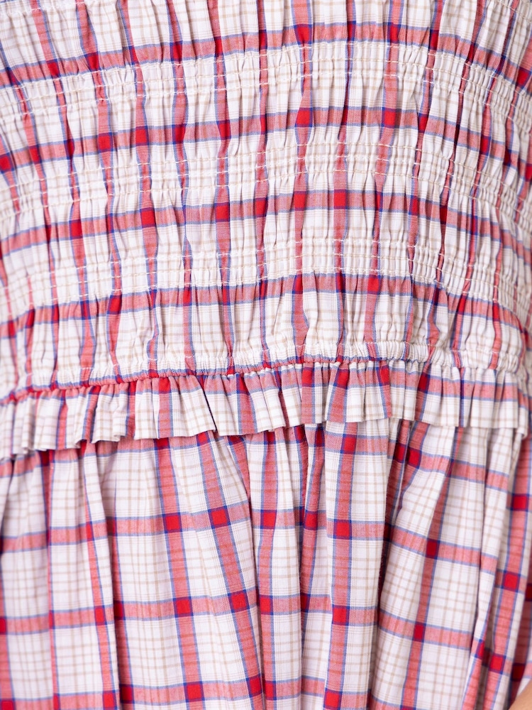 Amy Lynn Imogen Smocked Midaxi Dress in and White Window Pane Check - Bild 8 von 8