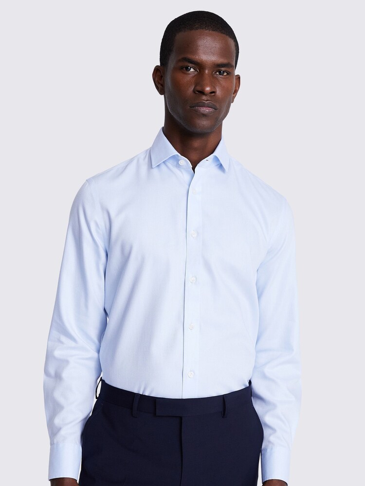 MOSS Royal Blue Tailored Oxford Non Iron 100% Cotton Shirt - Image 1 of 5