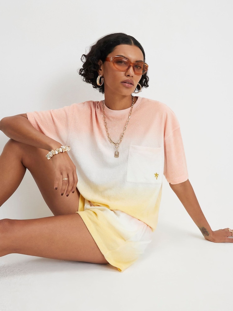 River Island Yellow Short Sleeve Ombre Towelling T-Shirt - Image 1 of 4 River Island Yellow Short Sleeve Ombre Towelling T-Shirt - Image 1 of 4