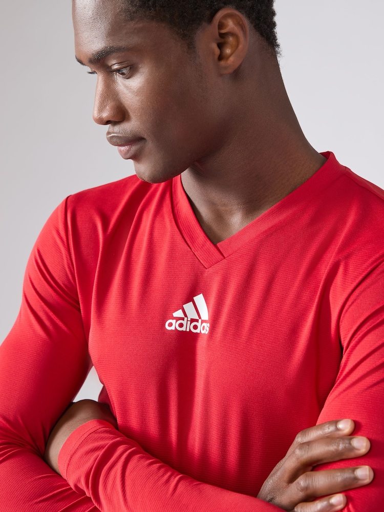 adidas Red Teamwear Base Layer Long Sleeve Top - Image 3 of 6