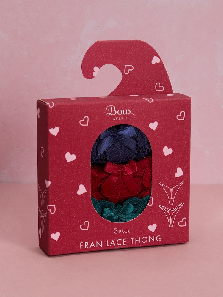 Boux Avenue Red Fran Lace Thongs 3 Pack - Image 6 of 6 Boux Avenue Red Fran Lace Thongs 3 Pack - Image 6 of 6