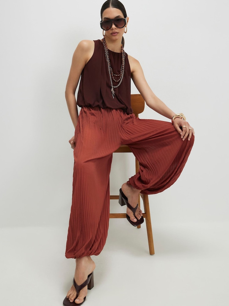 River Island Red Pleated Mesh Balloon Trousers - Image 4 of 4