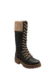 Schwarz - Lotus Kniehohe Stiefel mit Reißverschluss - Bild 1 von 4