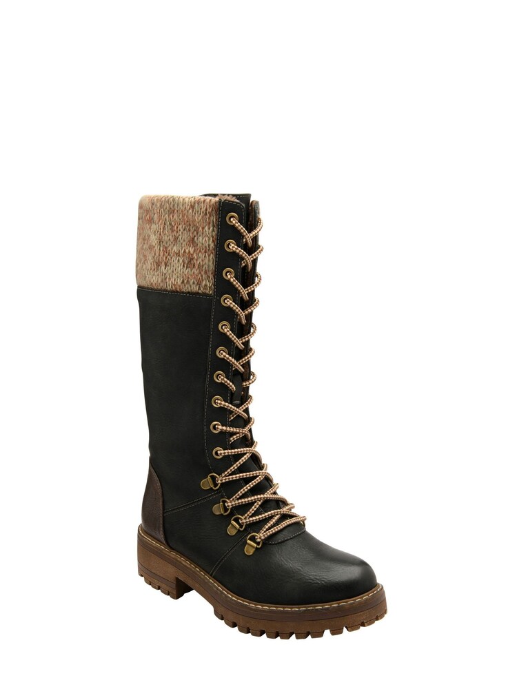 Schwarz - Lotus Kniehohe Stiefel mit Reißverschluss - Bild 1 von 4 Schwarz - Lotus Kniehohe Stiefel mit Reißverschluss - Bild 1 von 4