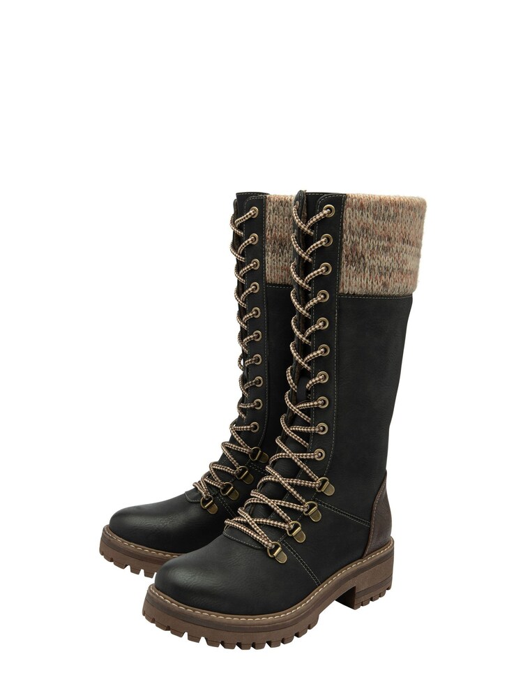 Schwarz - Lotus Kniehohe Stiefel mit Reißverschluss - Bild 2 von 4 Schwarz - Lotus Kniehohe Stiefel mit Reißverschluss - Bild 2 von 4