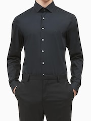 Calvin Klein Black Slim Stretch Poplin Shirt - Image 1 of 5