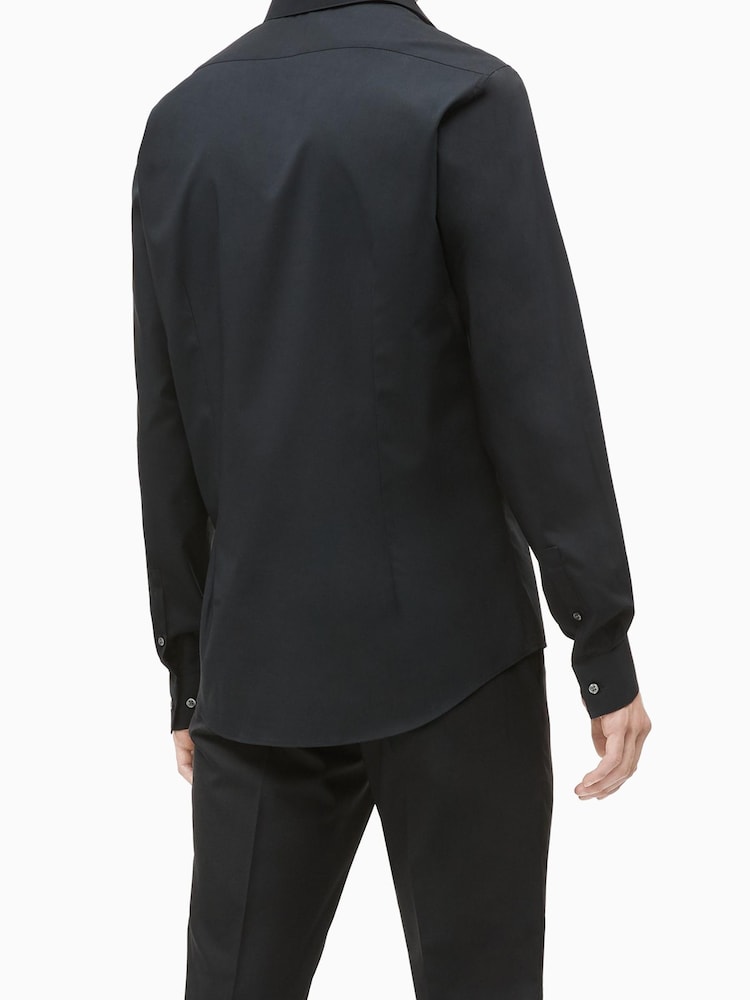 Calvin Klein Black Slim Stretch Poplin Shirt - Image 2 of 5