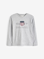 GANT Grey Logo Long Sleeve T-Shirt - Image 1 of 4